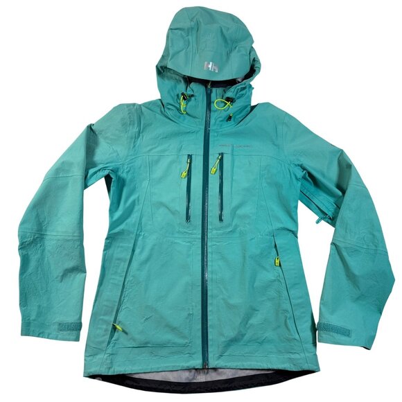 Helly Hansen Odin Helly Tech Women’s Small Aqua Waterproof Hooded Shell Jacket - Picture 1 of 16
